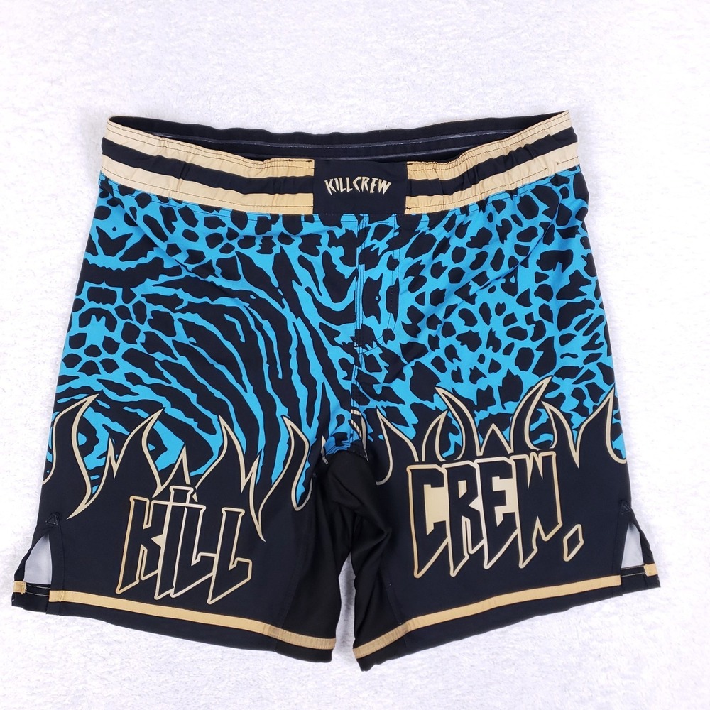 Kill Crew Men's Black & Teal Graphic Athletic Shorts